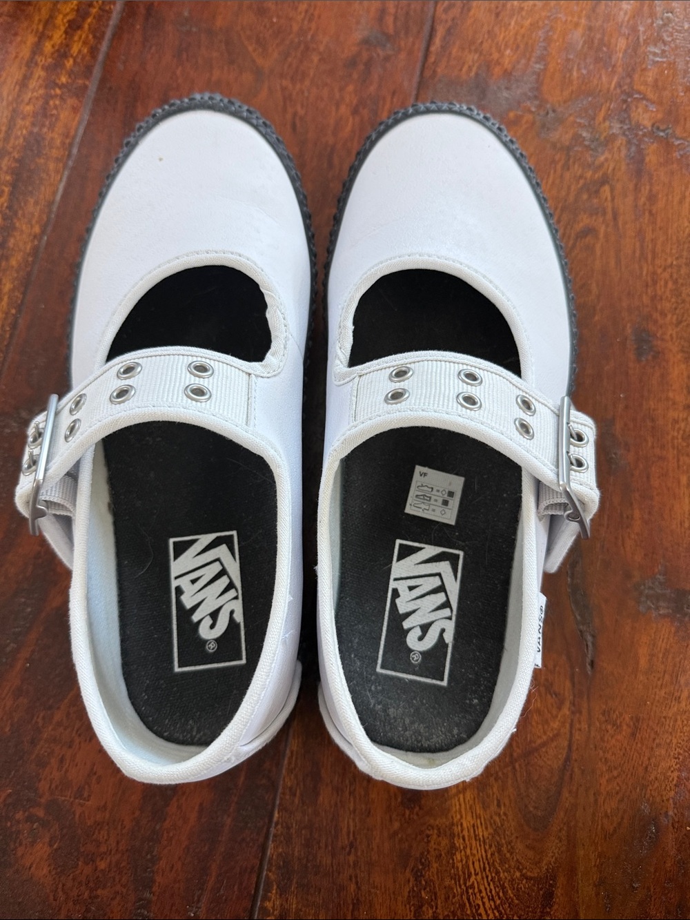 Vans women’s White Mary Jane Buckle Flats